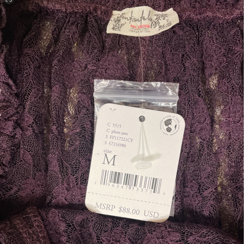 NWT Free People Intimately “Rule The World” Lace Romper in Plum Jam (F) - Picture 12 of 14